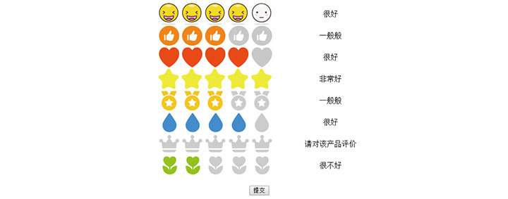 jQuery表情图标评价打分代码