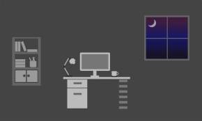 夜晚书房电脑桌css3绘图