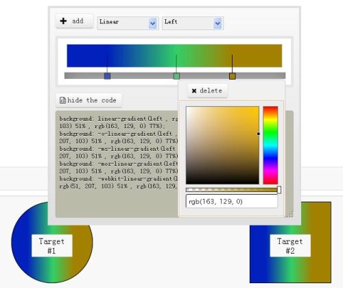 jquery CSS3背景颜色渐变选择器在线生成代码