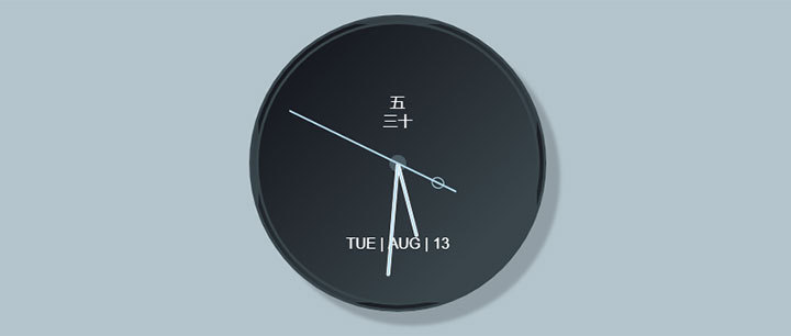 js+css3精美质感圆形时钟网页特效