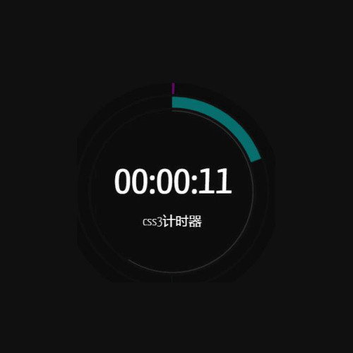 css3圆形进度条时分秒计时器js特效