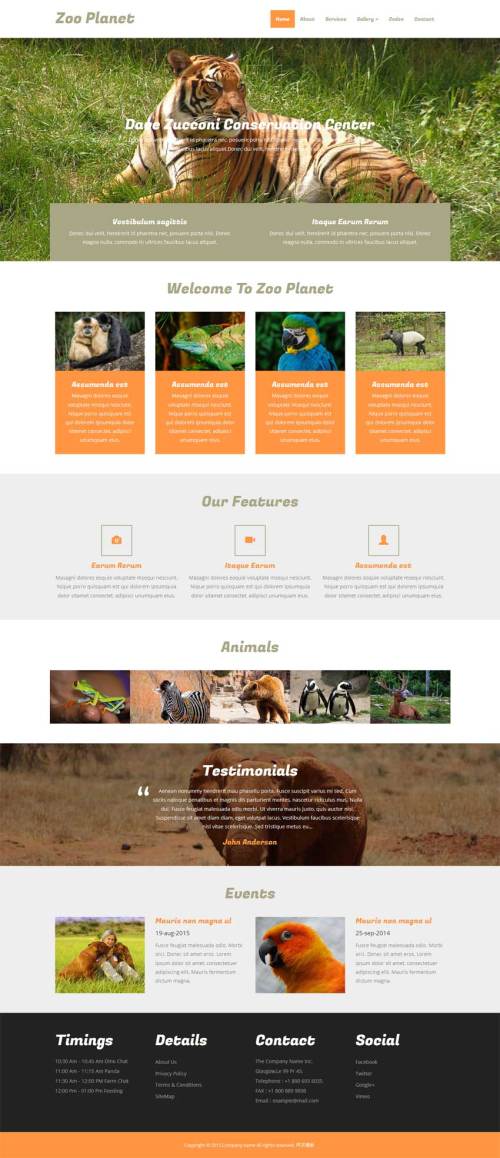 国外响应式动物园网站静态模板html