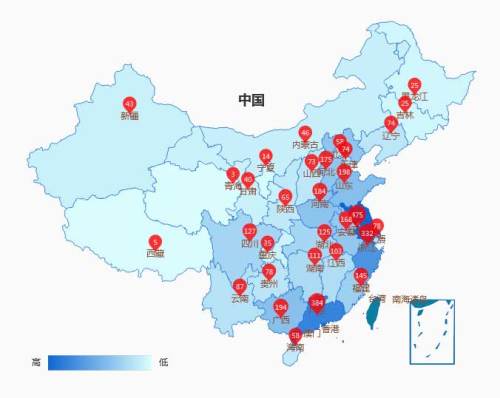 echarts全国门店销售地图分布代码