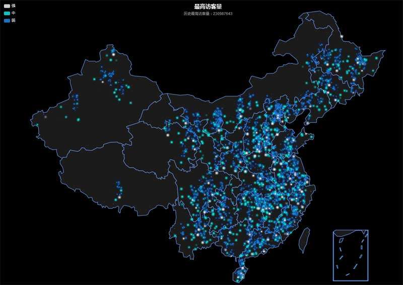 echarts全国热点分布高亮地图特效