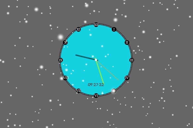 html5 css3圆形时钟雪花背景特效