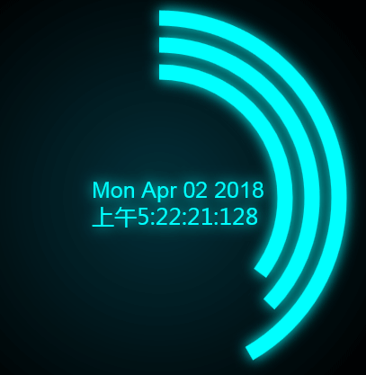 html5 canvas酷炫圆弧时钟动画特效