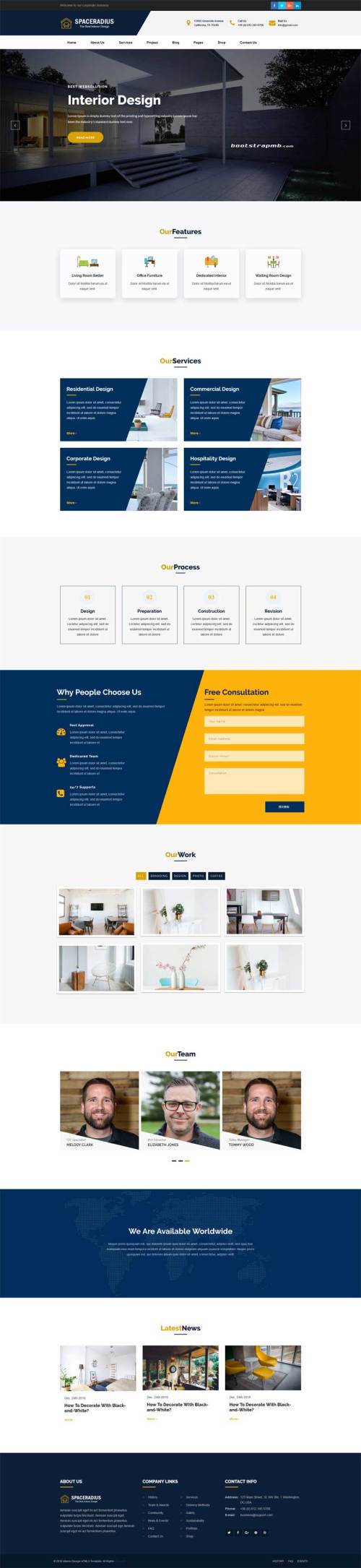 Bootstrap室内装修设计公司网站模板