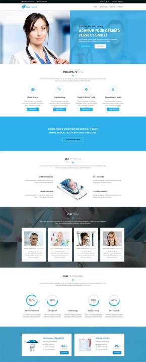 蓝色大气的牙科医疗诊所网站html5模板