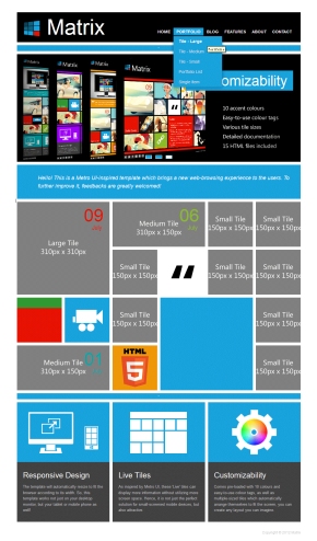 黑色win8风格网站模板_九宫格布局html网页模板下载