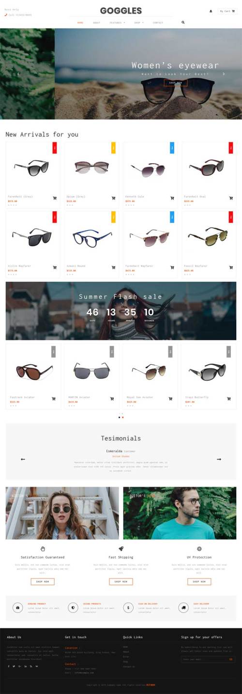 响应式的网上太阳眼镜购物商城模板html下载