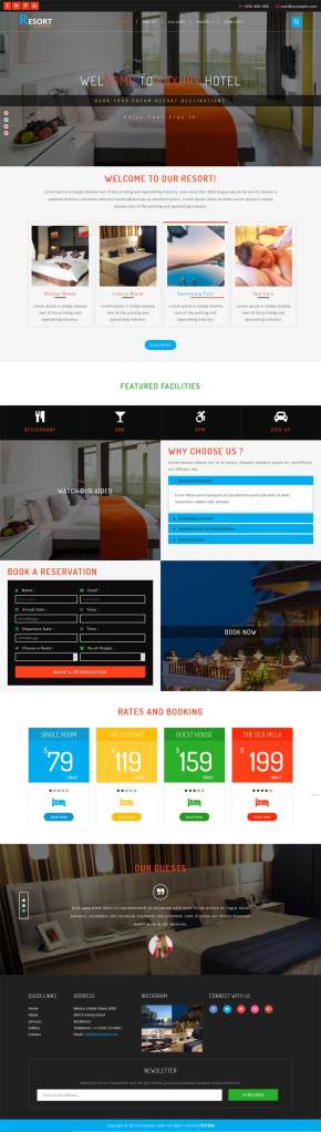 大气的国外旅游度假酒店预订网站模板下载