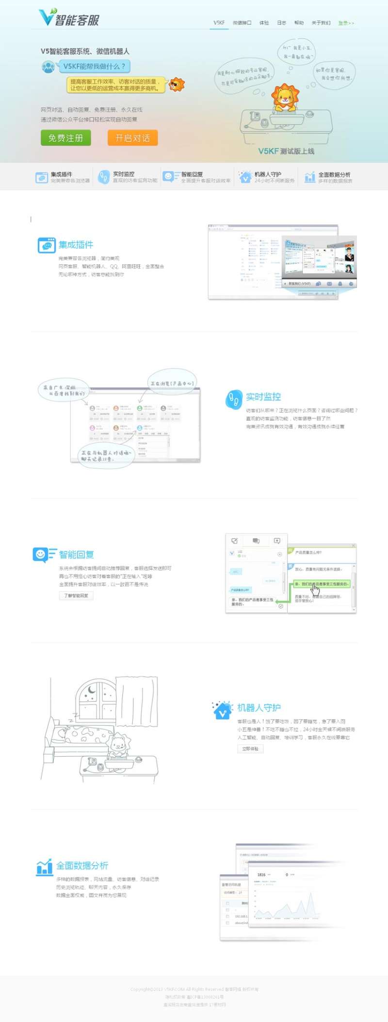 简洁的客服软件介绍专题页面模板下载html