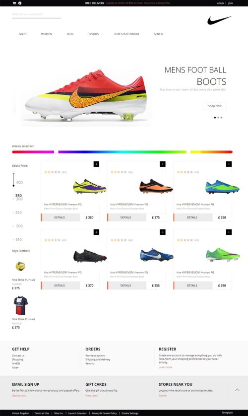 HTML5响应式网站nike足球运动鞋商城模板源码下载