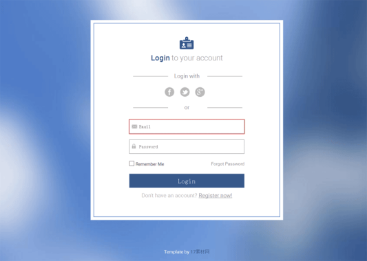 蓝色的用户登录界面模板源码下载