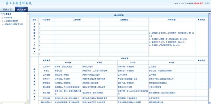 简单的年度员工考评系统UI cms后台模板html源码下载