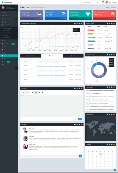 国外扁平化html5 bootstrap后台页面模板