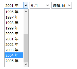 js select年月日三级联动下拉选择日期代码