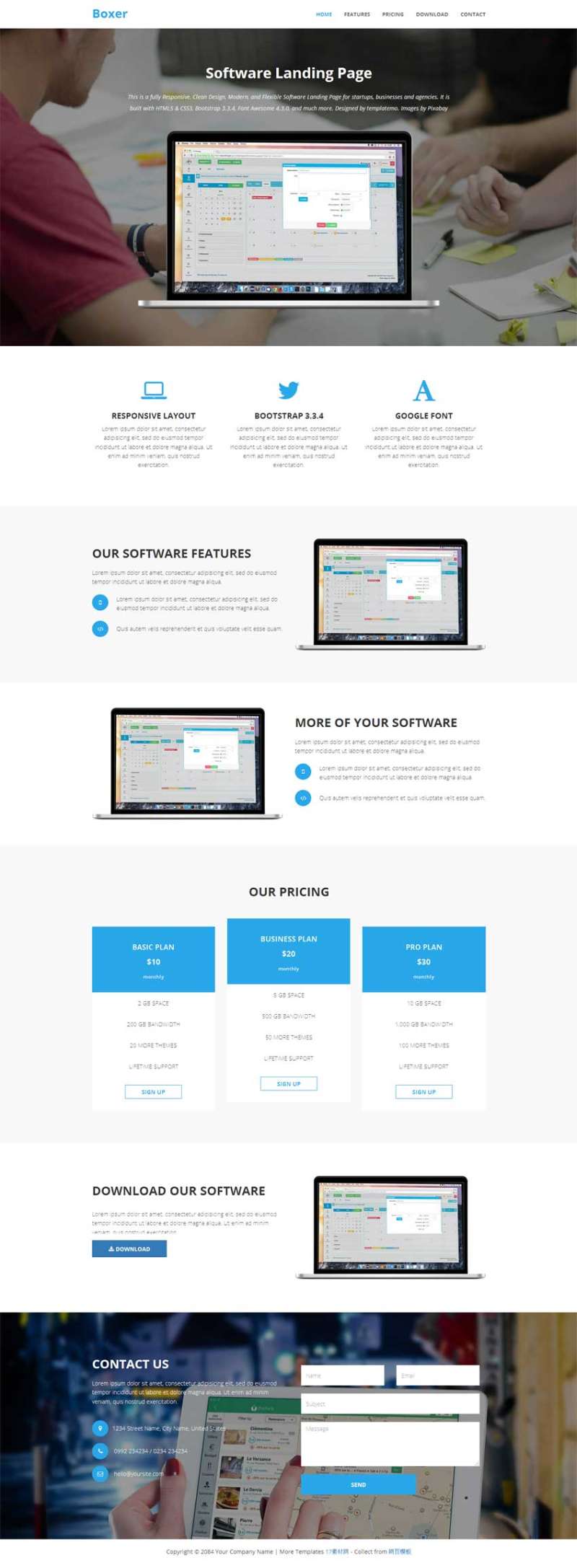 html5简洁的软件公司介绍单页模板下载