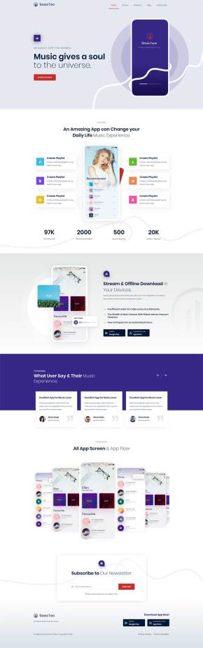 手机音乐app应用官网页面模板