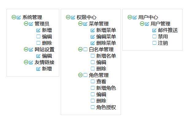 js树形菜单分类勾选插件