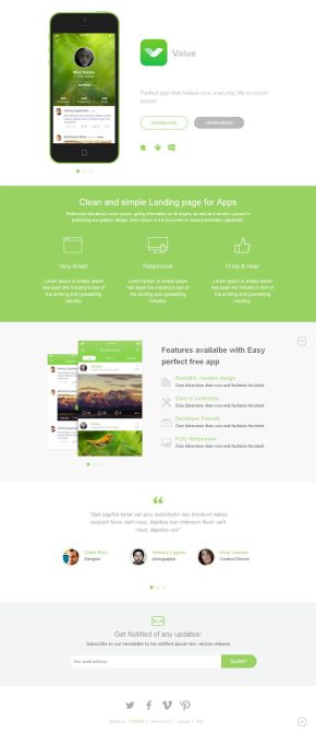 绿色的手机app软件介绍响应式单页模板下载