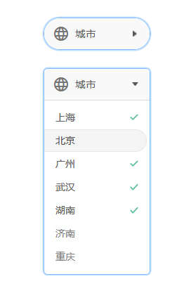 js css3下拉城市菜单多选代码