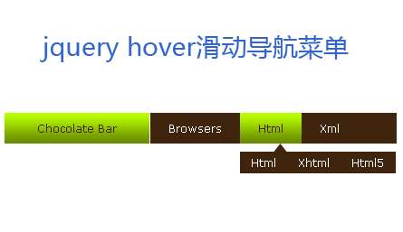 jQuery巧克力色二级滑动下拉导航菜单代码