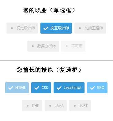jQuery单选框和复选框美化标签选择代码