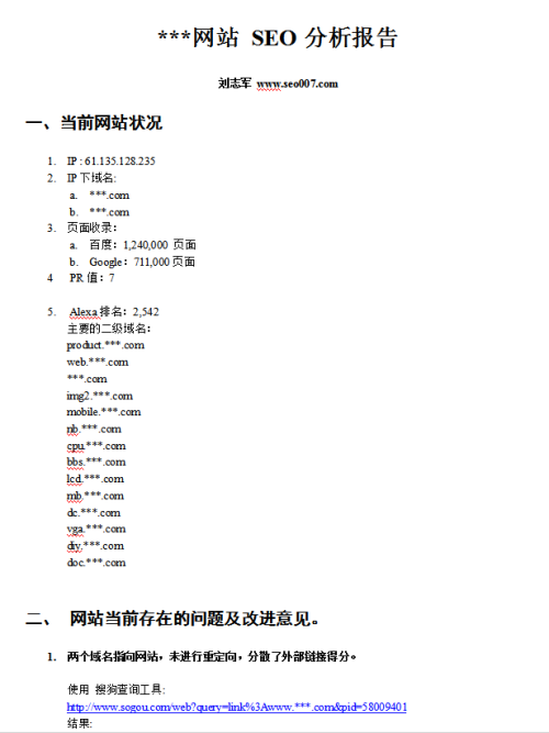 网站SEO分析报告