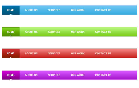 4种彩色渐变的div css导航条样式（附PSD文件）