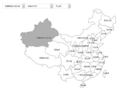 jquery中国省份地图选择高亮显示代码