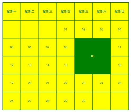 jQuery鼠标滑过日历备注效果