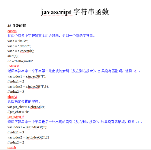 javascript字符串函数 中文WORD版