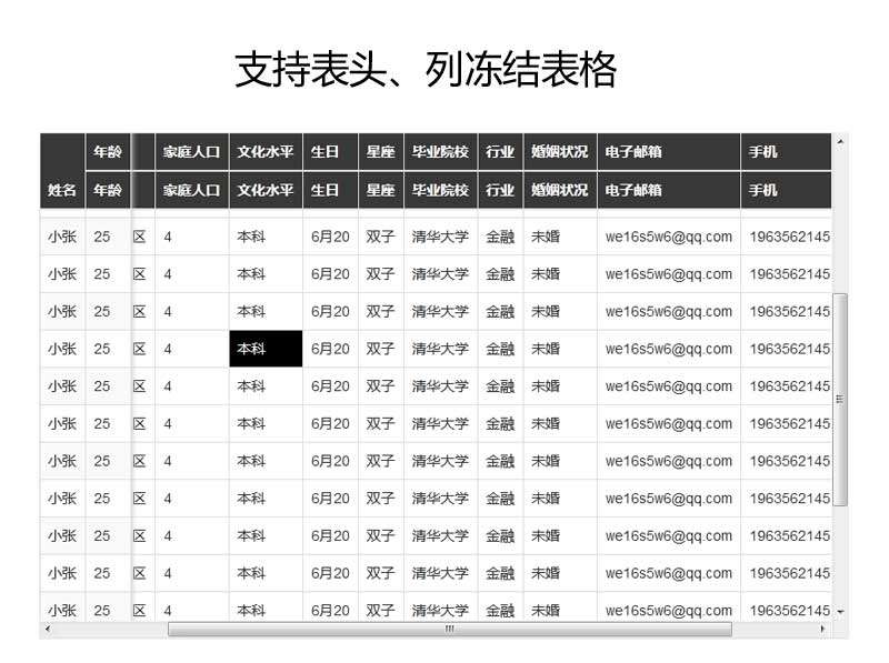 实用的头列冻结表格插件