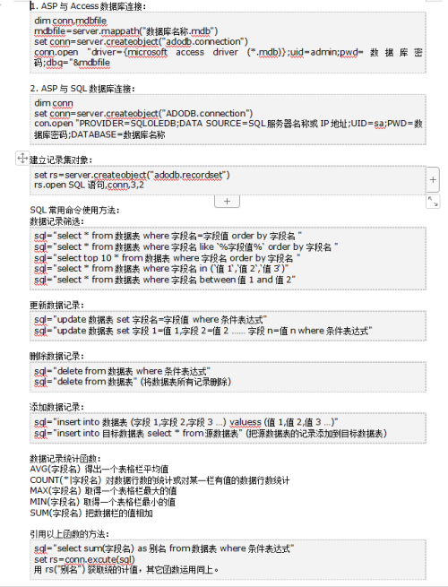 WEB编程开发常用的代码 中文WORD版