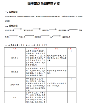 淘宝网店前期运营方案