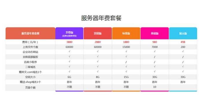 漂亮的年费套餐表格样式