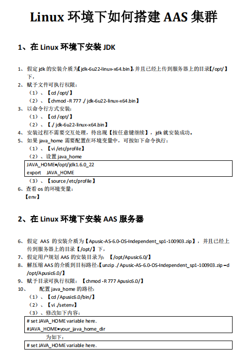 Linux环境下如何搭建AAS集群 中文PDF