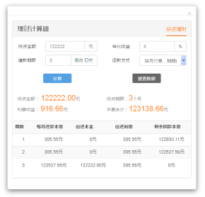 jquery实用的投资理财计算器代码