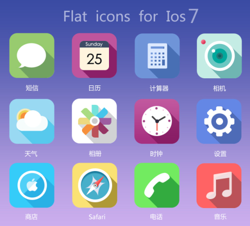 iphone手机苹果Ios7系统扁平化桌面工具图标psd分层素材下载