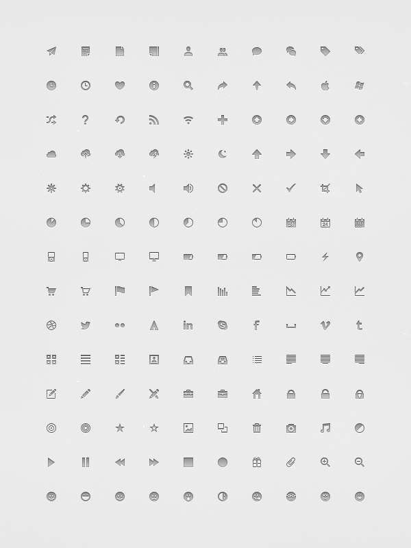 140个灰色带阴影的网页小图标PSD素材下载