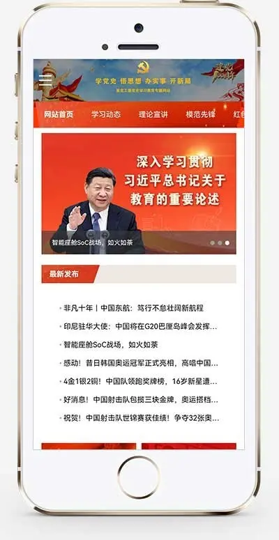 自适应手机版红色教育党建专题网站源码政府党史学习网站模板政府单位网站教育局网站