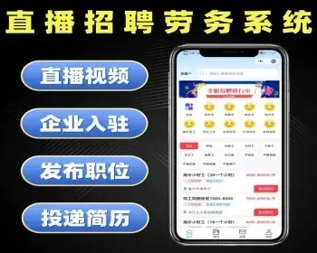直播招聘劳务系统源码 视频招聘求职平台软件 企业入驻投递简历发布职位小程序