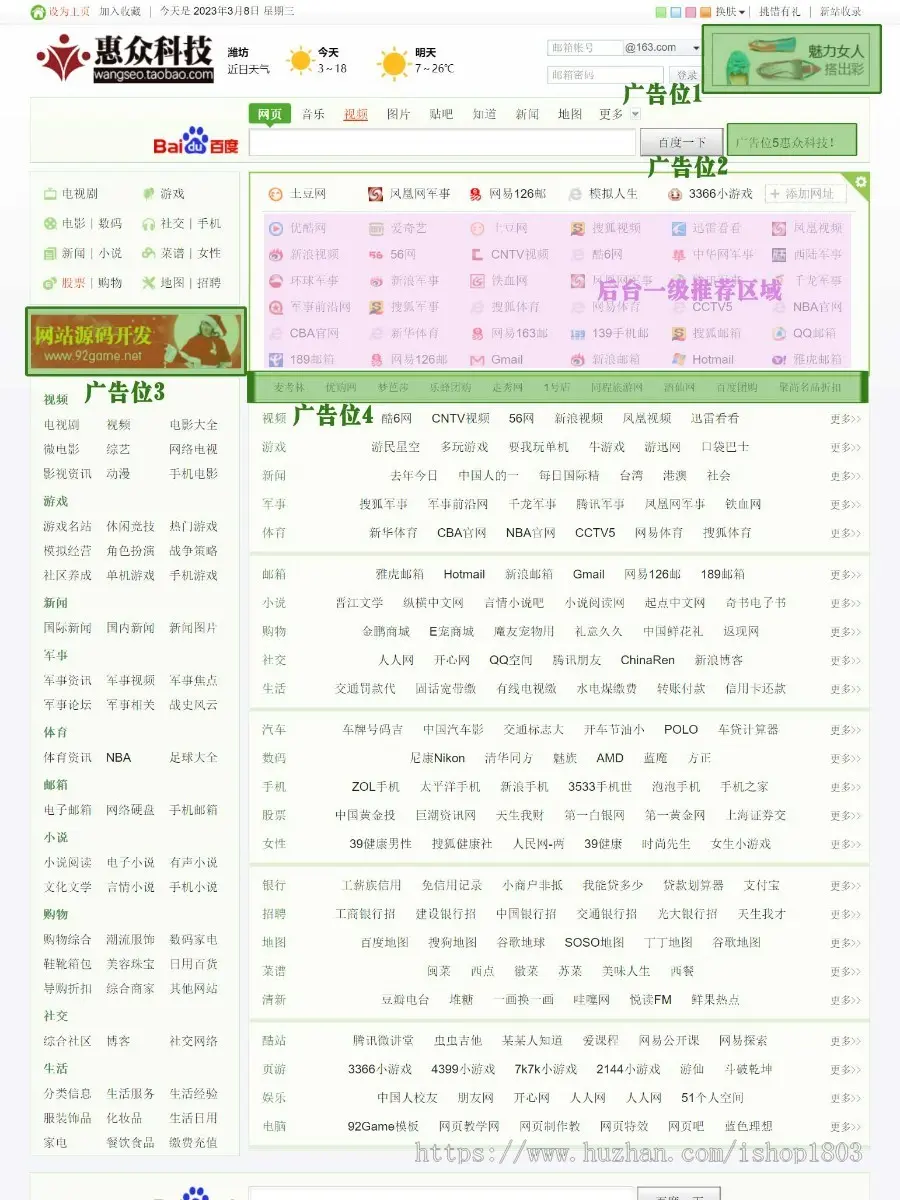 网站导航源码网站导航帝国CMS后台带数据和广告位带二级页面开源