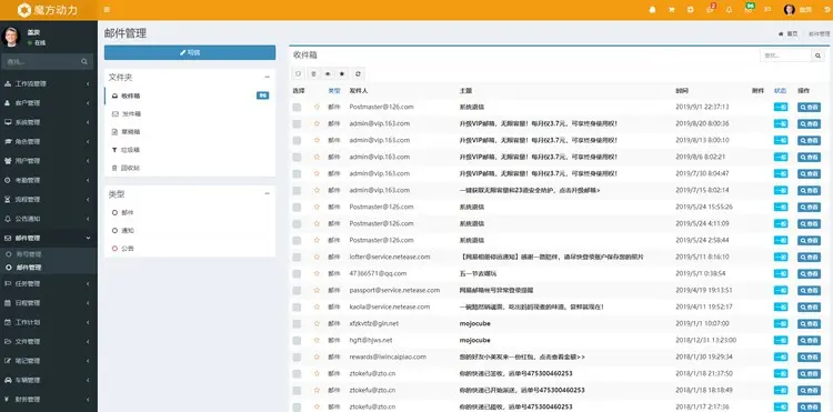 魔方OA商贸版 CRM 客户管理系统 订单 产品进销存 项目管理 合同管理 发票管理 销售管理 营销 