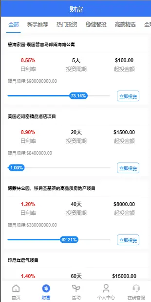 多语言国际理财返利基金海外项目投资金融源码 可定制支持二开