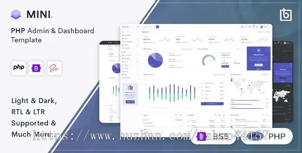 Bootstrap + gulp构建深浅双色管理后台仪表盘PHP模版