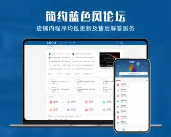 php论坛整站带数据蓝色风bbs建站社区极简科技简洁通用风格带手机