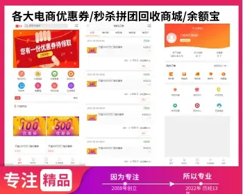 各大电商平台优惠券秒杀拼团限时折扣回收商城带余额宝