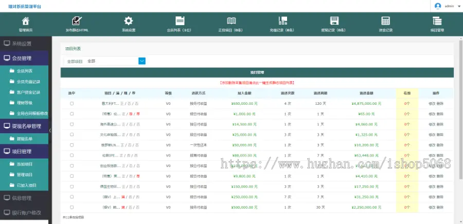 新版投资分红源码程序网上投资平台项目理财系统源码手机理财app金融投资公司网站源码